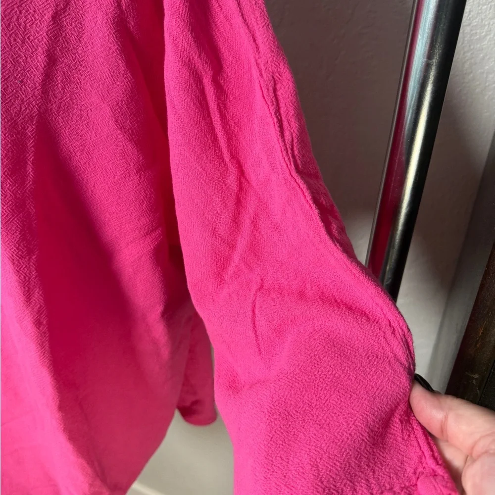 Oh My Gauze V-Neck Gauze Hot Pink Boho Resort Wear Tunic Top Size XL - Picture 4 of 9